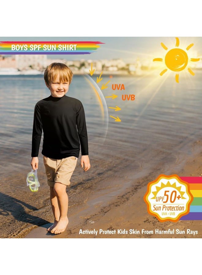 Smarash Boys Rash Guard Long Sleeve UPF 50+ Sun Protection Swim Shirt Rashguard Fishing Surf Quick Dry Cool Beach Clothes for Toddler Youth Kids Black Size 10-12 - Image 4