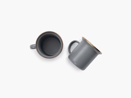 Barebones 5-Ounce Enamel Espresso Cup Set of 2 - Small Coffee Mug and Tea Cup - Stainless Steel Rim Camping Mug for Indoor and Outdoor Use (Slate Gray) - Image 2