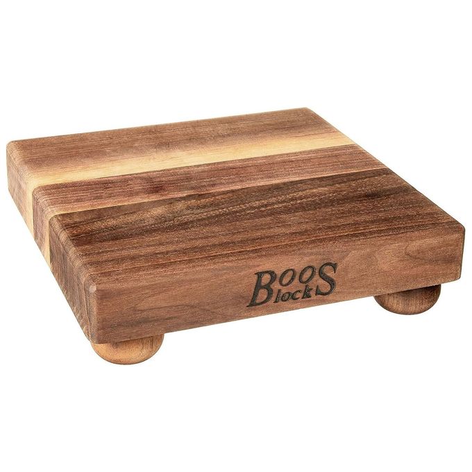 BLOCK SQUARE WOOD CUTTING BOARD B SERIES WFEET 9X9X15 WALNUT