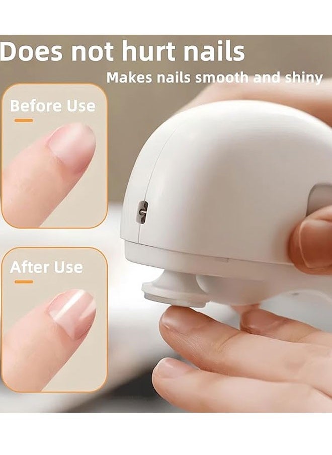 BOUND MOAT - Electric Nail Clipper with Light 2-in-1 Electric Polishing Automatic Nail Clippers Fingernail Cutter and File 2 in 1 Design USB Rechargeable Safety Fingernail Trimmer for Baby, Kids, Seniors and Adult (White Color) - Image 1