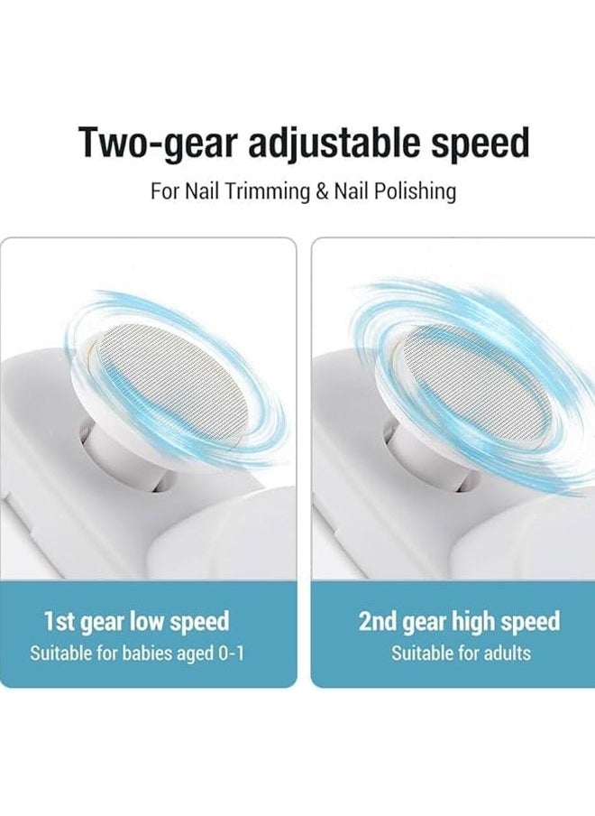 BOUND MOAT - Electric Nail Clipper with Light 2-in-1 Electric Polishing Automatic Nail Clippers Fingernail Cutter and File 2 in 1 Design USB Rechargeable Safety Fingernail Trimmer for Baby, Kids, Seniors and Adult (White Color) - Image 1
