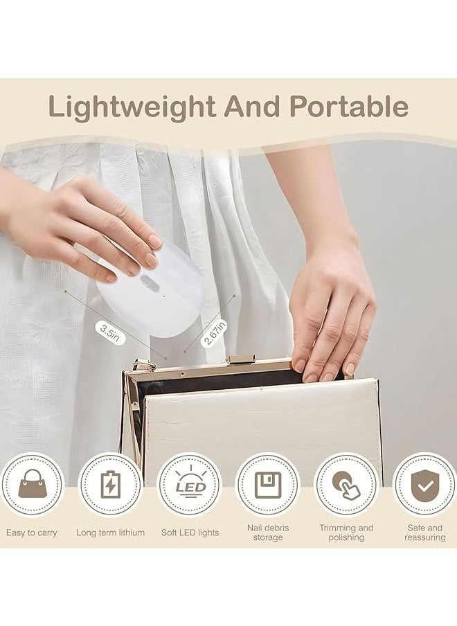BOUND MOAT - Electric Nail Clipper with Light 2-in-1 Electric Polishing Automatic Nail Clippers Fingernail Cutter and File 2 in 1 Design USB Rechargeable Safety Fingernail Trimmer for Baby, Kids, Seniors and Adult (White Color) - Image 1