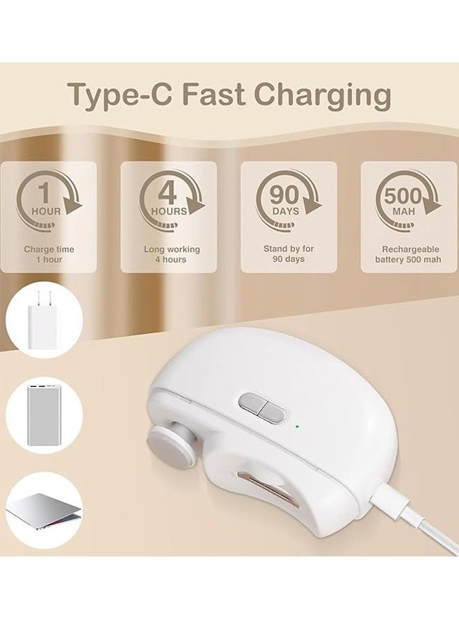 BOUND MOAT - Electric Nail Clipper with Light 2-in-1 Electric Polishing Automatic Nail Clippers Fingernail Cutter and File 2 in 1 Design USB Rechargeable Safety Fingernail Trimmer for Baby, Kids, Seniors and Adult (White Color) - Image 1