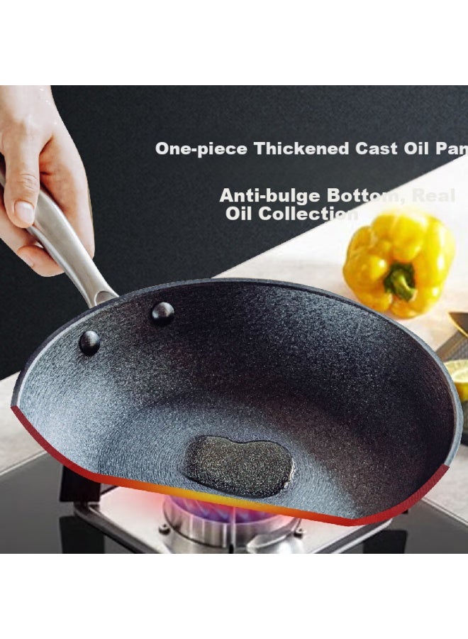 SHUEHO Shukeqiang Iron Steak Pan, Non-stick Flat Bottom Pan, Compatible With Induction Cooker, Multifunctional Steak Griddle, Cast Iron Frying Pan, Healthy Breakfast - Image 2