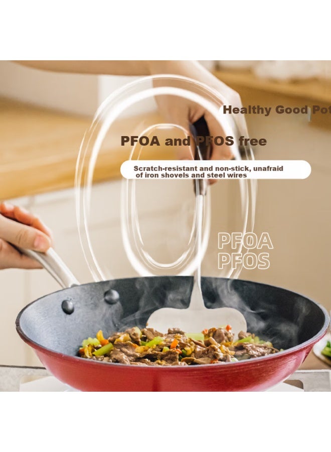SHUEHO Shukeqiang Iron Steak Pan, Non-stick Flat Bottom Pan, Compatible With Induction Cooker, Multifunctional Steak Griddle, Cast Iron Frying Pan, Healthy Breakfast - Image 1