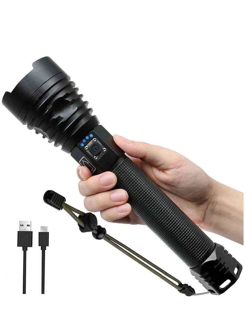 Super Bright LED Flashlight USB Rechargeable,XHP90 High Power  Zoomable Waterproof Flashlights with 3 Modes Handheld Flash Light for Outdoor Home Emergency Gifts - Image 1