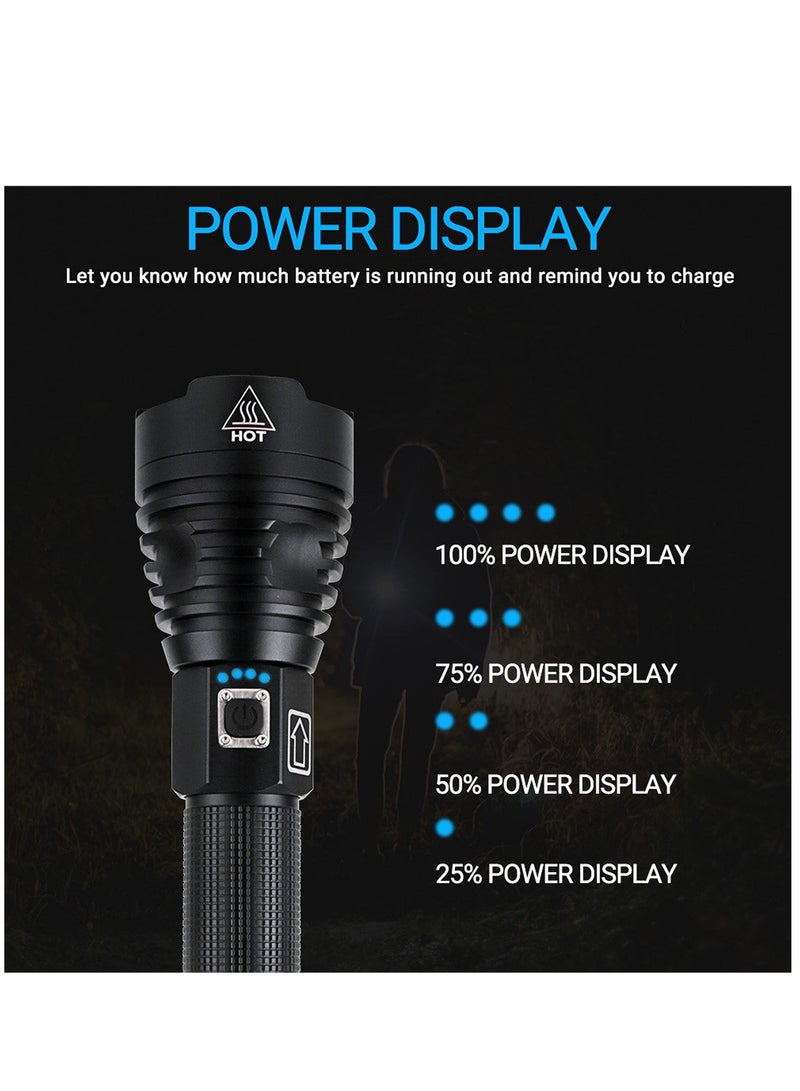 Super Bright LED Flashlight USB Rechargeable,XHP90 High Power  Zoomable Waterproof Flashlights with 3 Modes Handheld Flash Light for Outdoor Home Emergency Gifts - Image 3