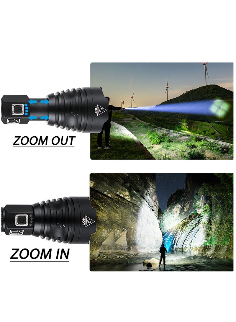 Super Bright LED Flashlight USB Rechargeable,XHP90 High Power  Zoomable Waterproof Flashlights with 3 Modes Handheld Flash Light for Outdoor Home Emergency Gifts - Image 4