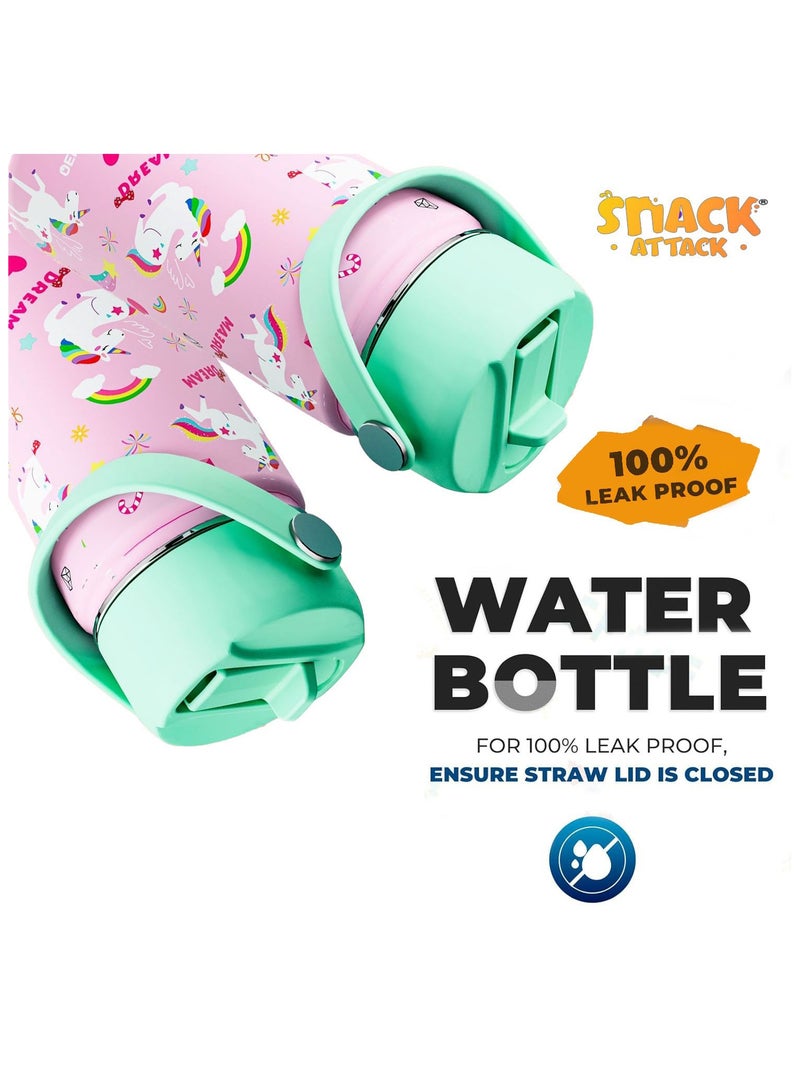 Snack attack Kids Water Bottle for School Insulated water bottle with Straw Lid, Kids water bottle stainless steel, Double Wall, Baby water bottle, Steel water bottle - Image 4