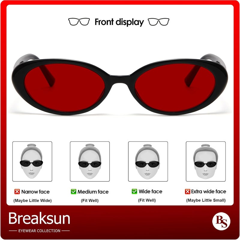 Breaksun Retro Oval Sunglasses for Women Men Fashion Small Oval Sunglasses 90s Vintage Shades - Image 3