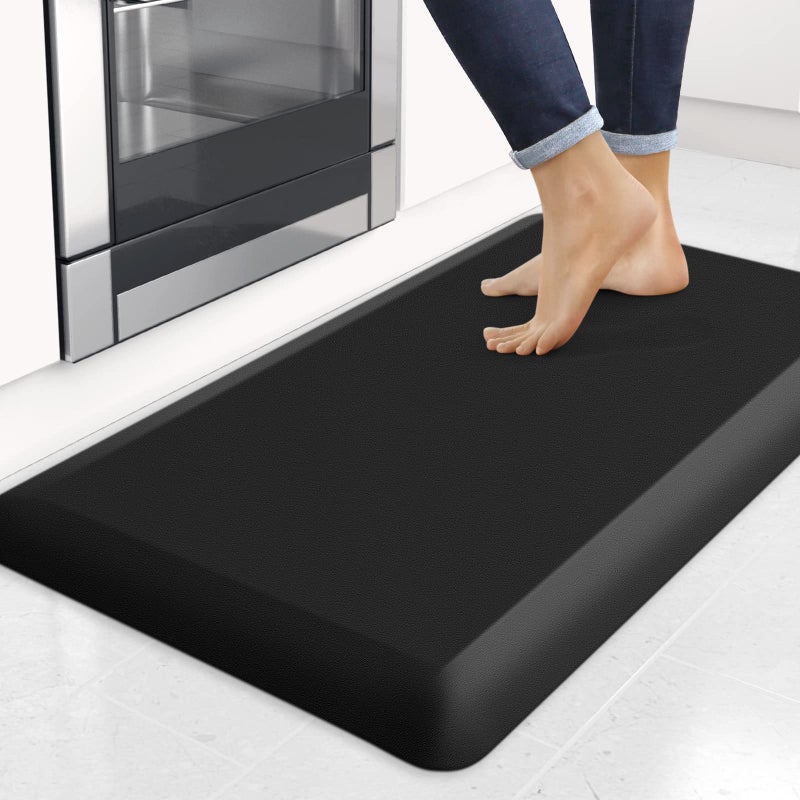 StepRite 4/5 Inch Thick Kitchen Mats for Floor, StepRite Kitchen Rug for Standing Desk, Non-Slip, Thicker, Stain Resistant, Water Resistant, Comfort Anti Fatigue Floor Mat for Home, Kitchen, Office - Black - Image 1