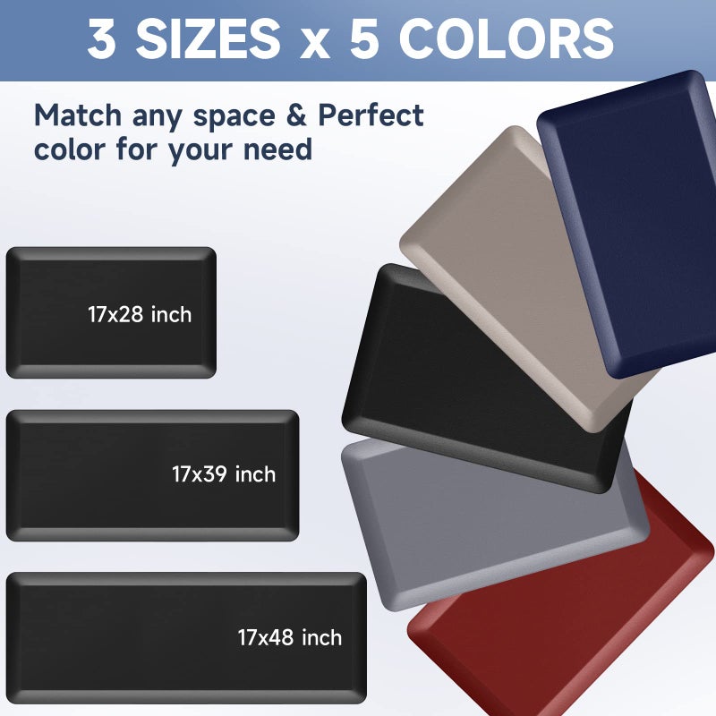 StepRite 4/5 Inch Thick Kitchen Mats for Floor, StepRite Kitchen Rug for Standing Desk, Non-Slip, Thicker, Stain Resistant, Water Resistant, Comfort Anti Fatigue Floor Mat for Home, Kitchen, Office - Black - Image 4