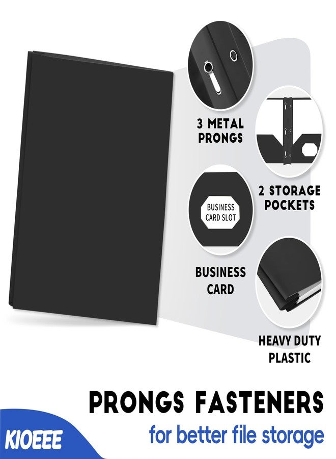 Kioeee Plastic Folders with Pockets and Prongs (Black,12 Pack),Fit Letter Size Paper,Business Card Slot,2-Pocket Folder for School Office or Home,Durable Acid-Free Poly,Back to School Supplies Bulk - Image 3