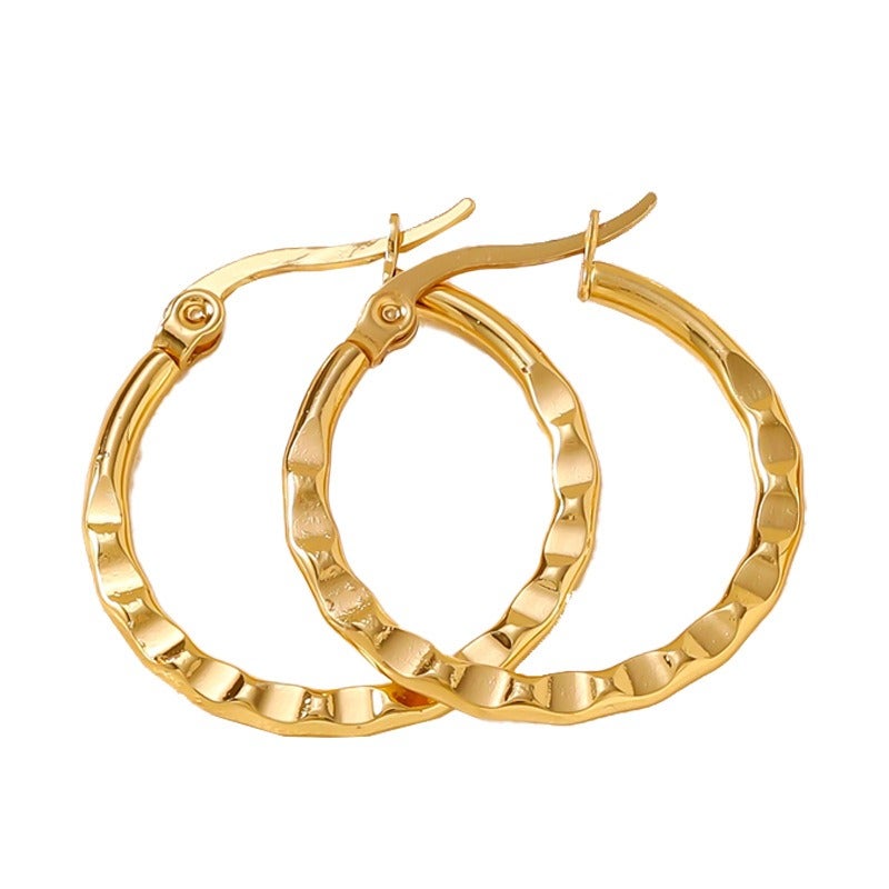 Versatile Stainless Steel Large Circle Earrings, 20mm Inner Diameter, Simple Elegant Gold-Plated Hoop Earrings