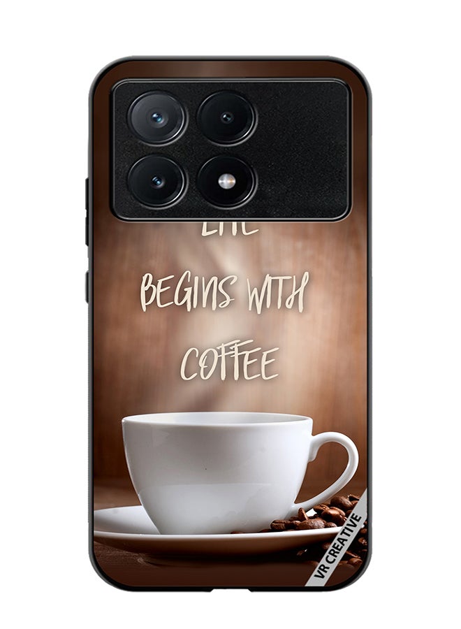 VR CREATIVE Protective Case Cover For Xiaomi Poco X6 Pro Life Begins with Coffee Design Multicolour - Image 1