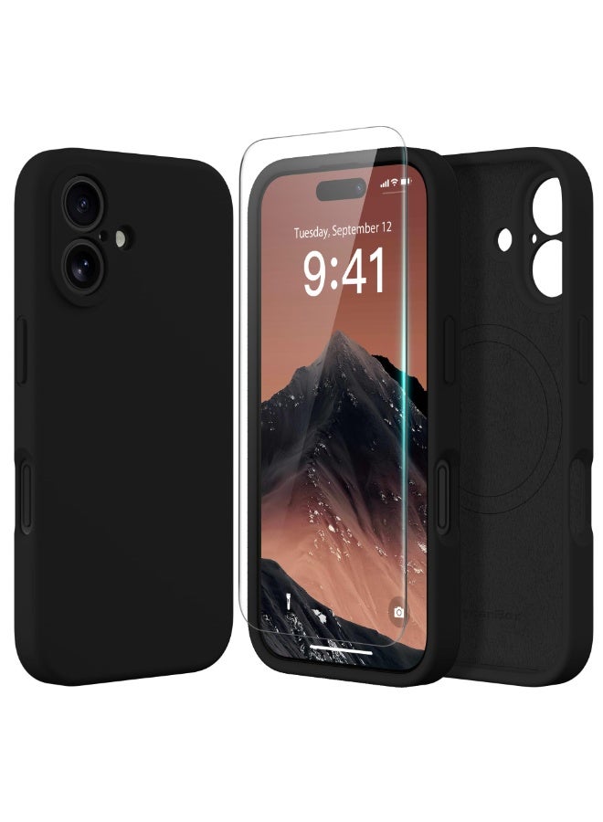 SUYDANBOX Magnetic for iPhone 16 Case, Compatible with MagSafe, [Full Camera Protection][Screen Protector] Silicone Shockproof Protective Phone Case for iPhone 16 6.1", Black - Image 1