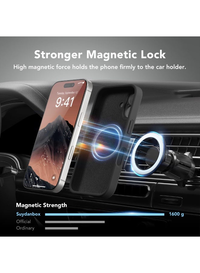 SUYDANBOX Magnetic for iPhone 16 Case, Compatible with MagSafe, [Full Camera Protection][Screen Protector] Silicone Shockproof Protective Phone Case for iPhone 16 6.1", Black - Image 3