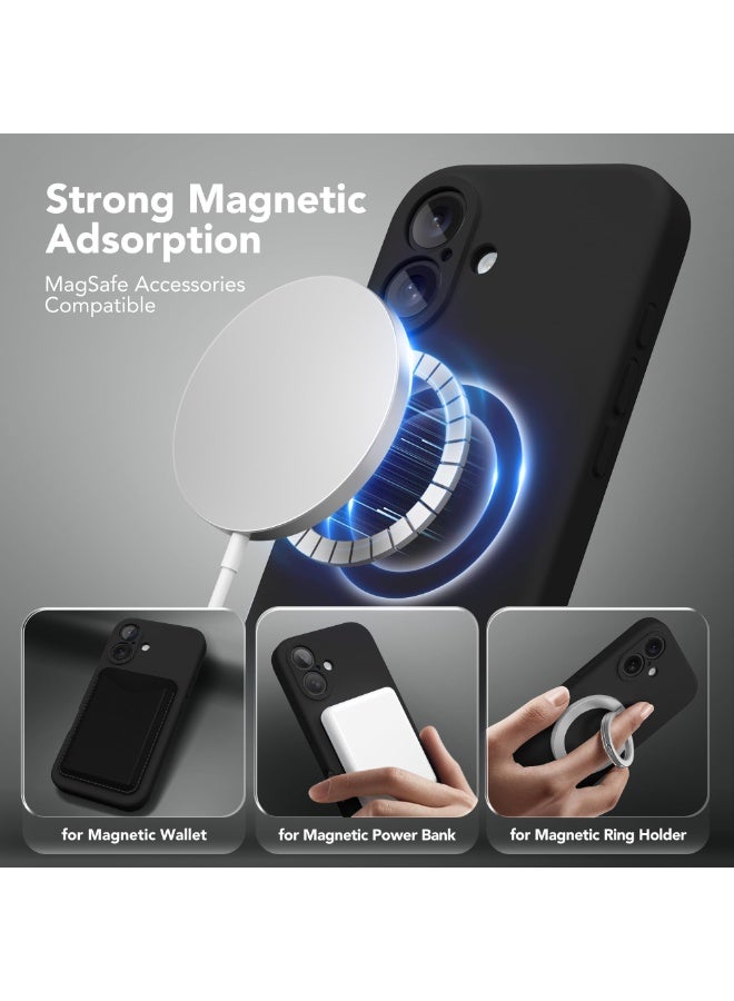 SUYDANBOX Magnetic for iPhone 16 Case, Compatible with MagSafe, [Full Camera Protection][Screen Protector] Silicone Shockproof Protective Phone Case for iPhone 16 6.1", Black - Image 2