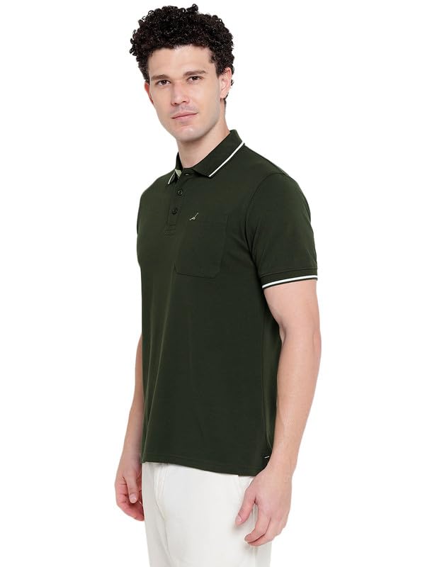 AMERICAN CREW Polo Collar T-Shirt for Men with Pocket (AC510-XXL_Dark Olive) - Image 5