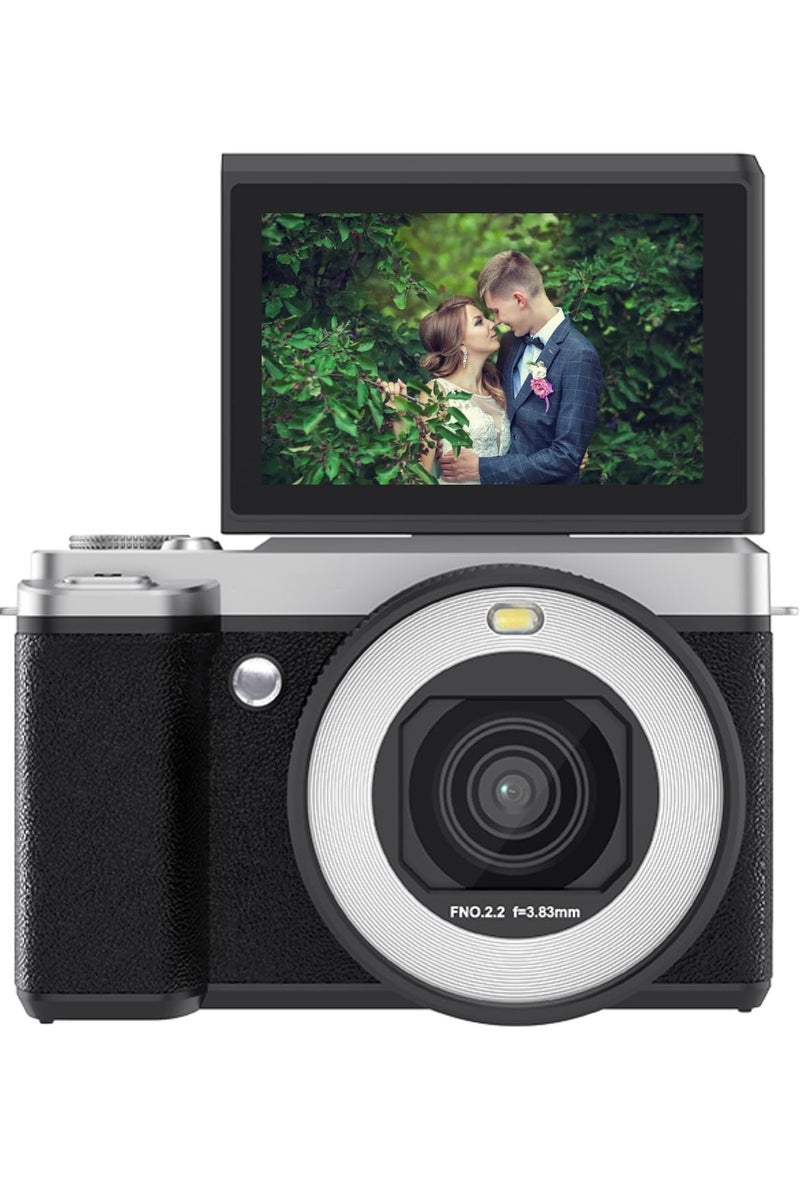 Daxiongmao Digital camera, 5K vlogging camera, dual front and rear cameras, kids camera, 80-megapixel point-and-shoot digital camera with 64GB TF card, 18x zoom, WiFi, dual cameras, and a 180-degree flip screen, making it ideal for vlogging. - Image 2
