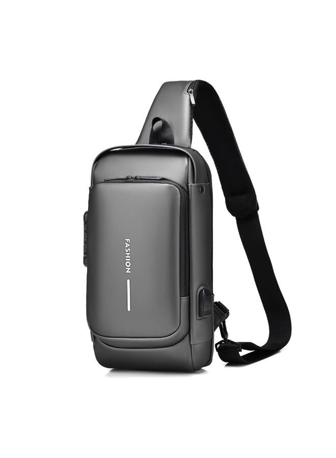 FANDARE Anti-theft Sling Bag Business Men Bag Chest Crossbody bags with USB Charging Port Waterproof Small Backpack for Outdoor Work Hiking Running Sport Travel Bag Gray - Image 1