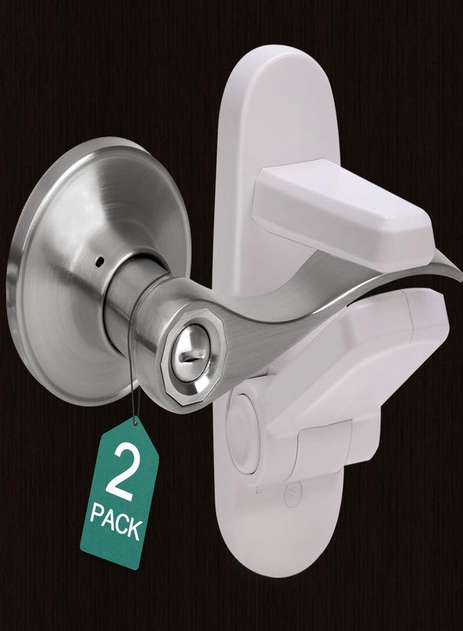 Babylush Childproof Door Lever Lock(2 Pack) Door Locks for Kids Safety,Preventing Babies From Opening Doors,Child Proof Door Lock with 3M Adhesive,Easy Install & Remove,Durable ABS,White - Image 1