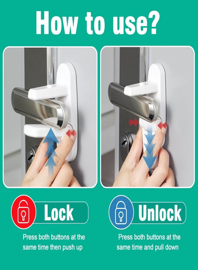 Babylush Childproof Door Lever Lock(2 Pack) Door Locks for Kids Safety,Preventing Babies From Opening Doors,Child Proof Door Lock with 3M Adhesive,Easy Install & Remove,Durable ABS,White - Image 5