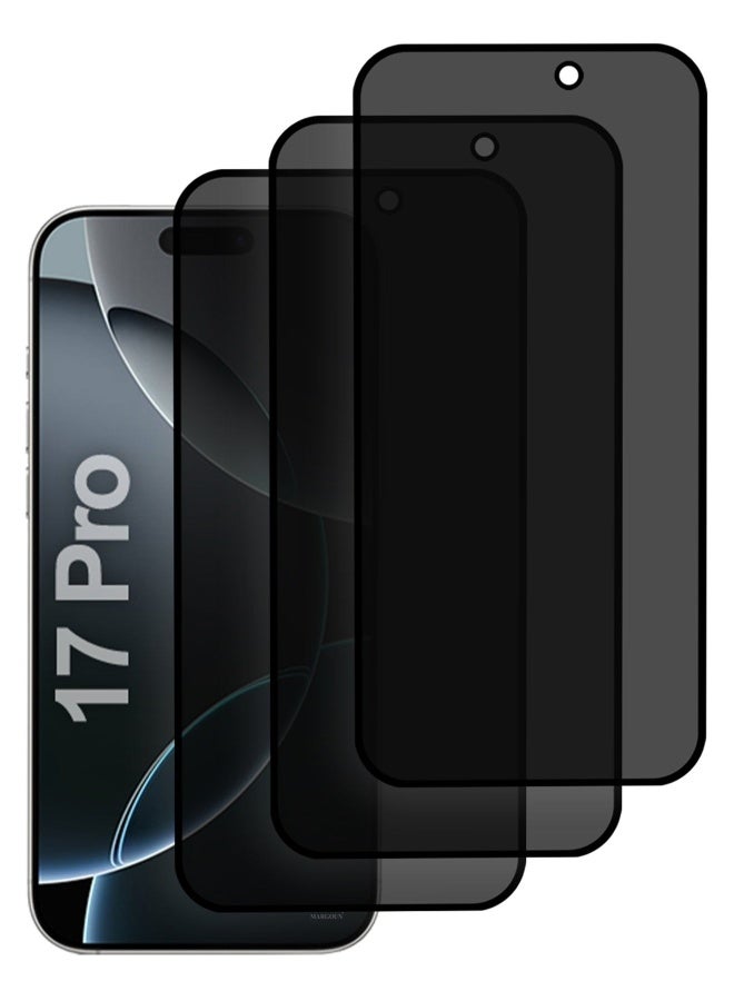 Mlbose 3 PCS of Premium Privacy Screen Protector for iPhone 17 Pro, Anti-Spy Tempered Glass HD Clear View Easy Installation Clear Black - Image 2