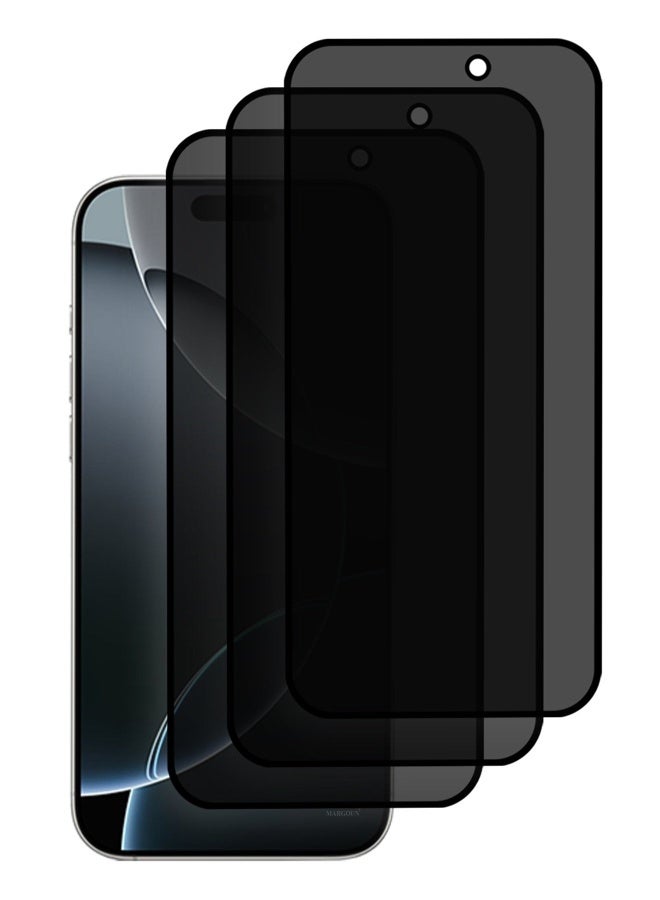 Mlbose 3 PCS of Premium Privacy Screen Protector for iPhone 17 Pro, Anti-Spy Tempered Glass HD Clear View Easy Installation Clear Black - Image 3