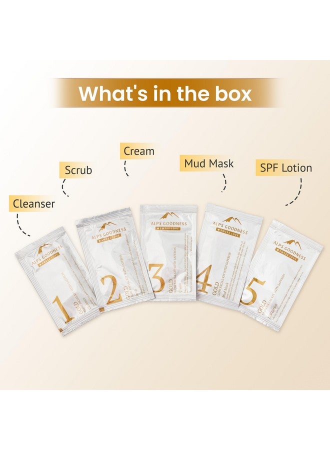 ALPS GOODNESS Gold Glow Facial Kit - Saffron (Pack Of 2) (34 Gm X 2) | Glowing Skin | Toning & Firming |Detoxification | At Home Facial - Image 4