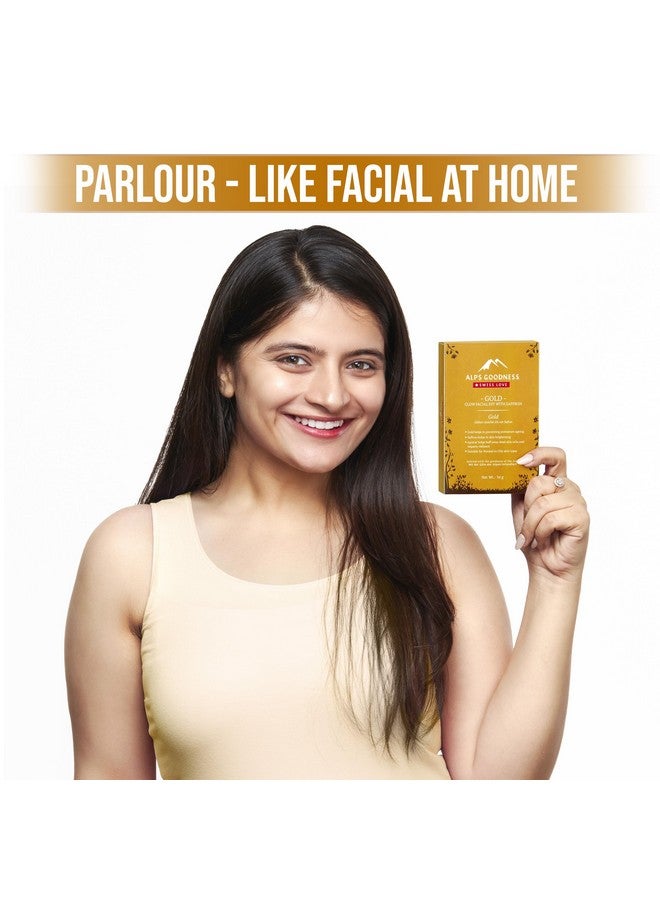 ALPS GOODNESS Gold Glow Facial Kit - Saffron (Pack Of 2) (34 Gm X 2) | Glowing Skin | Toning & Firming |Detoxification | At Home Facial - Image 3