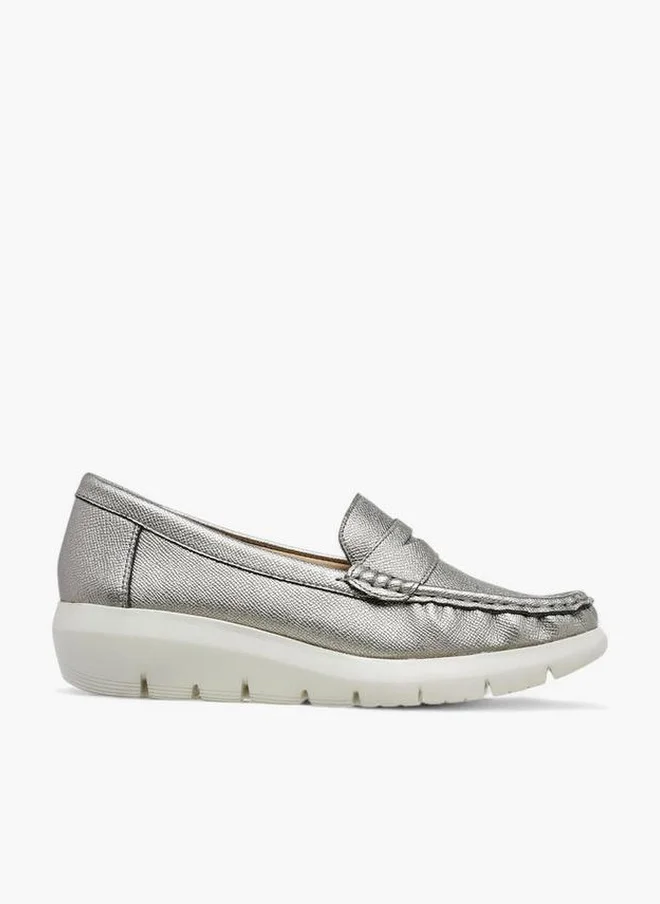 Le Confort Metallic Slip-On Loafers With Wedge Heels
