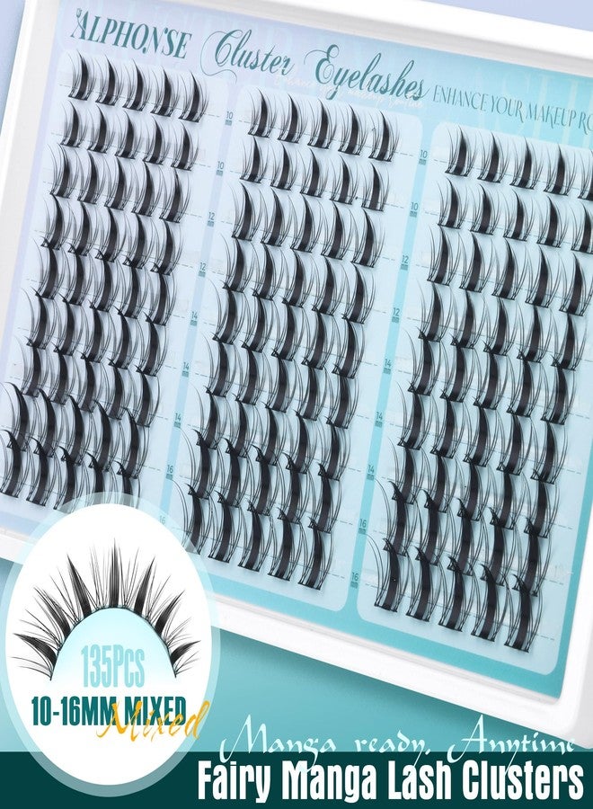 alphonse Anime Lash Clusters Fairy Manga Lashes Clusters 10-16mm Mixed Spiky Cluster Eyelash Extensions 135pcs Wispy Individual Lashes by ALPHONSE - Image 3