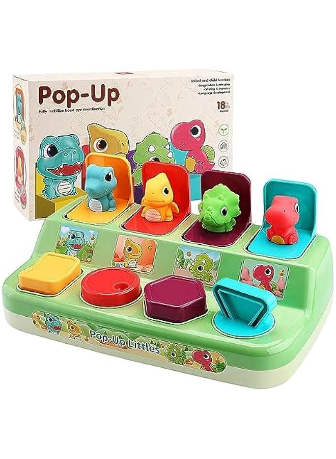 MIXDE Dinosaur Pop Up Toys for Toddlers, Educational Baby Toys 12-18 Months, Baby Toys for 1 Year Old, Early Developmental Cause and Effect Pop Up Animals Toy for Babies 12 to 24 Months  - Image 1