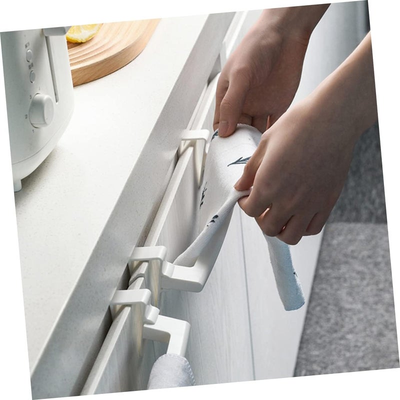 Amosfun 4pcs Plastic Over Cabinet Towel Bars Nail Door Hanging Towel Stands with Clip Design Stable White Holders for Bathroom Kitchen Storage Organizer - Image 5