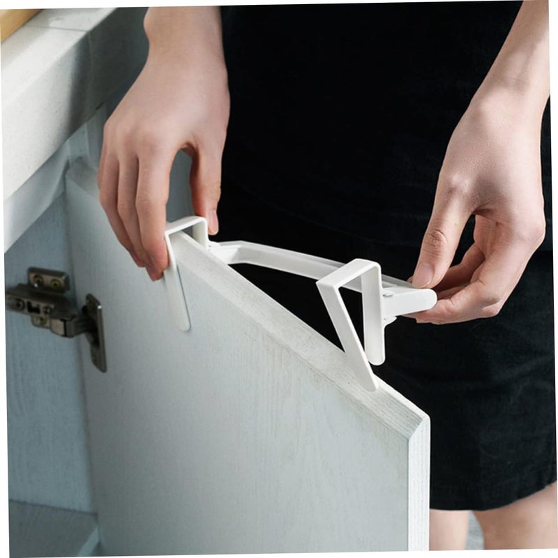 Amosfun 4pcs Plastic Over Cabinet Towel Bars Nail Door Hanging Towel Stands with Clip Design Stable White Holders for Bathroom Kitchen Storage Organizer - Image 2