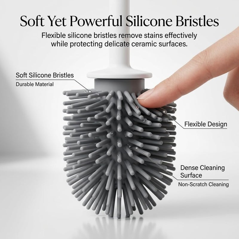 Silicone Toilet Brush with Ventilation Holder and Removable Drain Drawer – Quick Dry Hygienic Toilet Brush – Toilet Brush That Doesn't Trap Dirt - Image 5