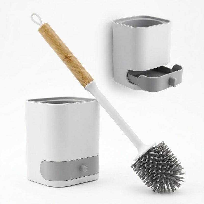 Silicone Toilet Brush with Ventilation Holder and Removable Drain Drawer – Quick Dry Hygienic Toilet Brush – Toilet Brush That Doesn't Trap Dirt - Image 2