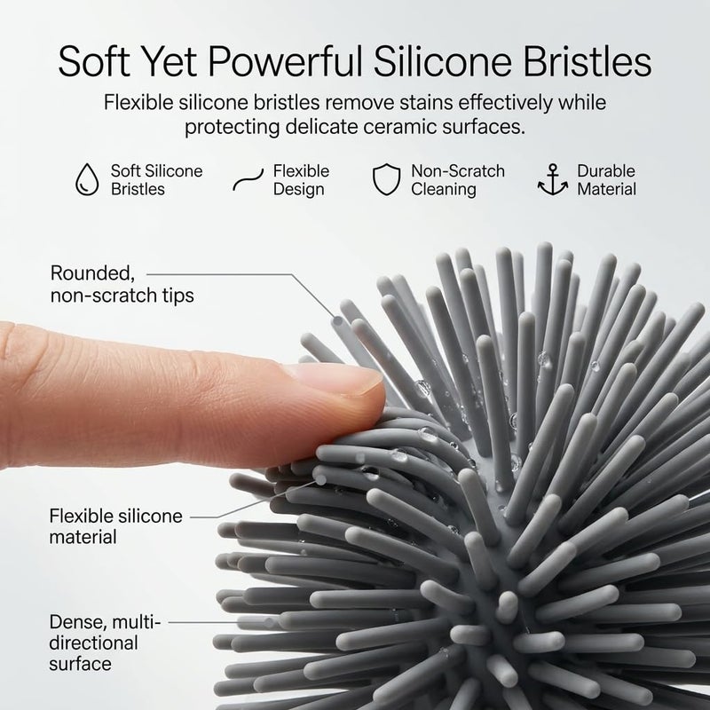 Silicone Toilet Brush with Ventilation Holder and Removable Drain Drawer – Quick Dry Hygienic Toilet Brush – Toilet Brush That Doesn't Trap Dirt - Image 4