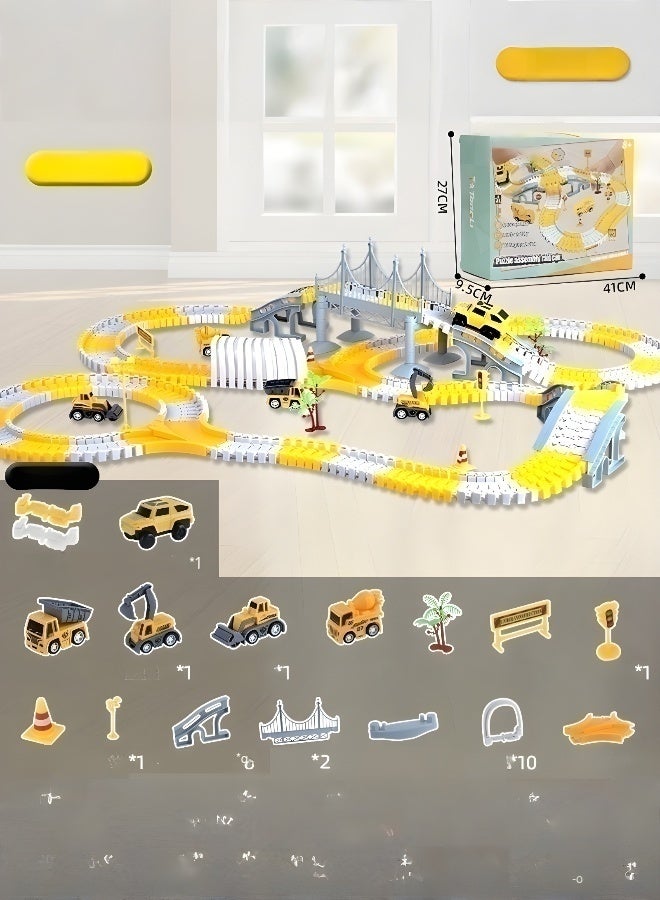 Engineering vehicle rail car children's toys wholesale Douyin assembly electric train car DIY puzzle  - Image 1