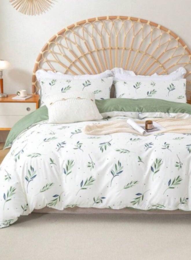 LUNA Home Queen size 6 Pieces Botanical fresh Green Leaf/Leaves Reversible Design. - Image 1
