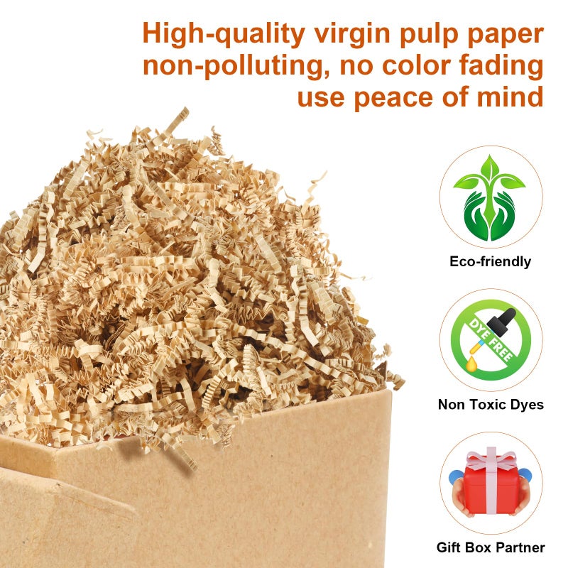 Darfukei Crinkle Paper Filler, 1/2LB(8 oz) Shredded Paper For Gift Baskets, Kraft For Christmas gifts, Crinkle Cut Paper Shred For Birthdays, Weddings,Boxes Bags, Basket Filler, Anniversaries, Gift Wrapping - Image 2