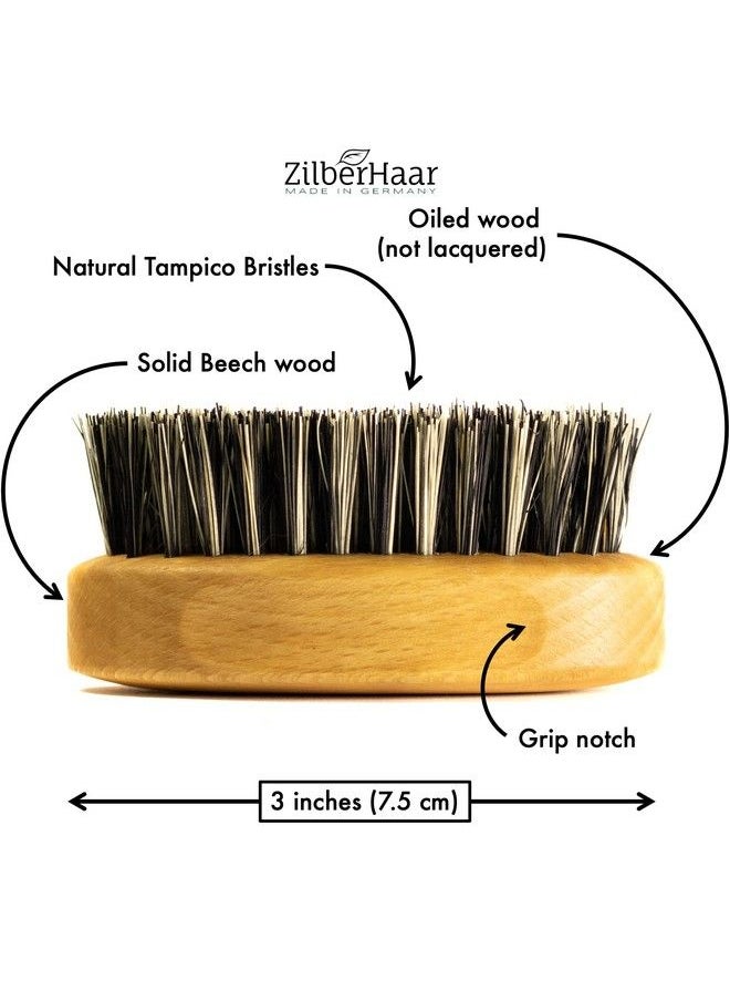 ZilberHaar فرشاة اللحية الأولية للرجال وفرشاة الشارب بشعيرات طبيعية صلبة وخشب الزان خالية من المواد الحيوانية بنسبة 100%، صنعت في ألمانيا، بطول 3 بوصات  - Image 4