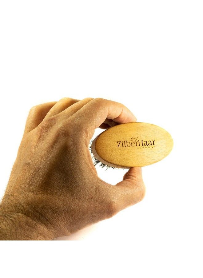 ZilberHaar فرشاة اللحية الأولية للرجال وفرشاة الشارب بشعيرات طبيعية صلبة وخشب الزان خالية من المواد الحيوانية بنسبة 100%، صنعت في ألمانيا، بطول 3 بوصات  - Image 3