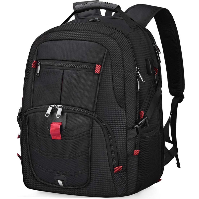 NUBILY Laptop Backpack 17 Inch Waterproof Extra Large TSA Travel Backpack Anti Theft College Business Mens Backpacks with USB Charging Port 17.3 Gaming Computer Backpack for Women Men Black 45L - Image 1