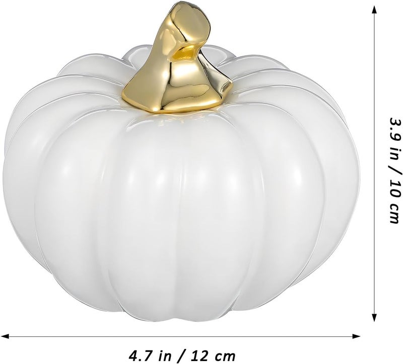 Yardwe Ceramic Pumpkin Ornaments - White Halloween Table Decorations Miniature Pumpkin Decor for Home and Office Perfect for Fall and Thanksgiving - Image 3