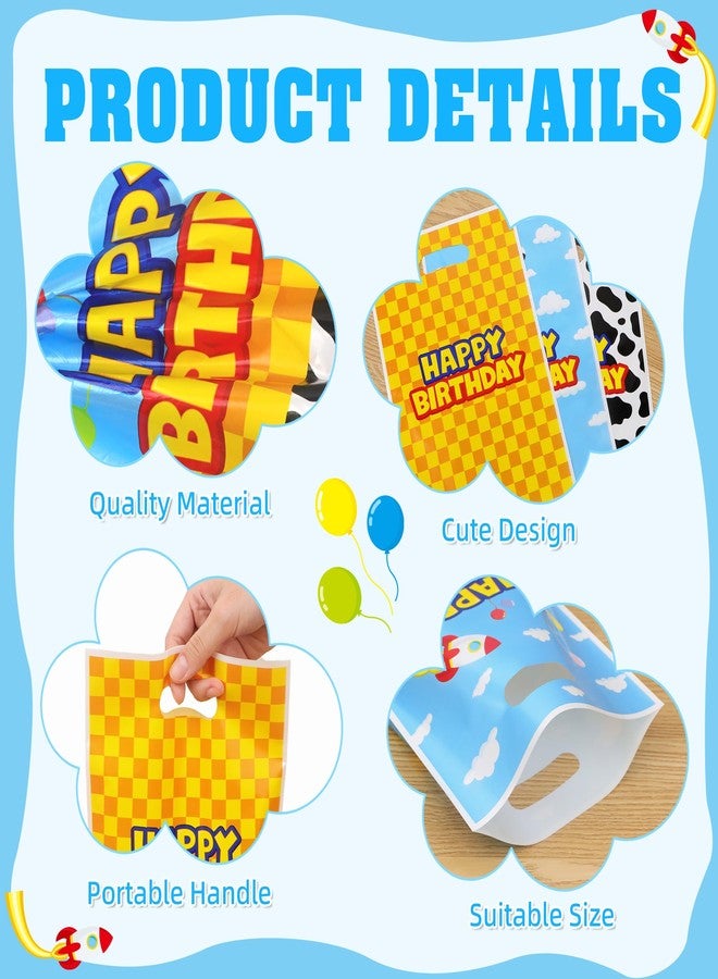 Bsenhe 60PCS Cartoon Story Goodie Bags, Cartoon Story Birthday Party Favor Gift Bags Blue Sky White Cloud Cow Plastic Candy Bags for Toy Themed Party with Handle - Image 3
