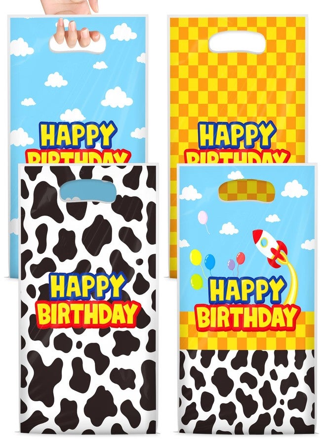 Bsenhe 60PCS Cartoon Story Goodie Bags, Cartoon Story Birthday Party Favor Gift Bags Blue Sky White Cloud Cow Plastic Candy Bags for Toy Themed Party with Handle - Image 1