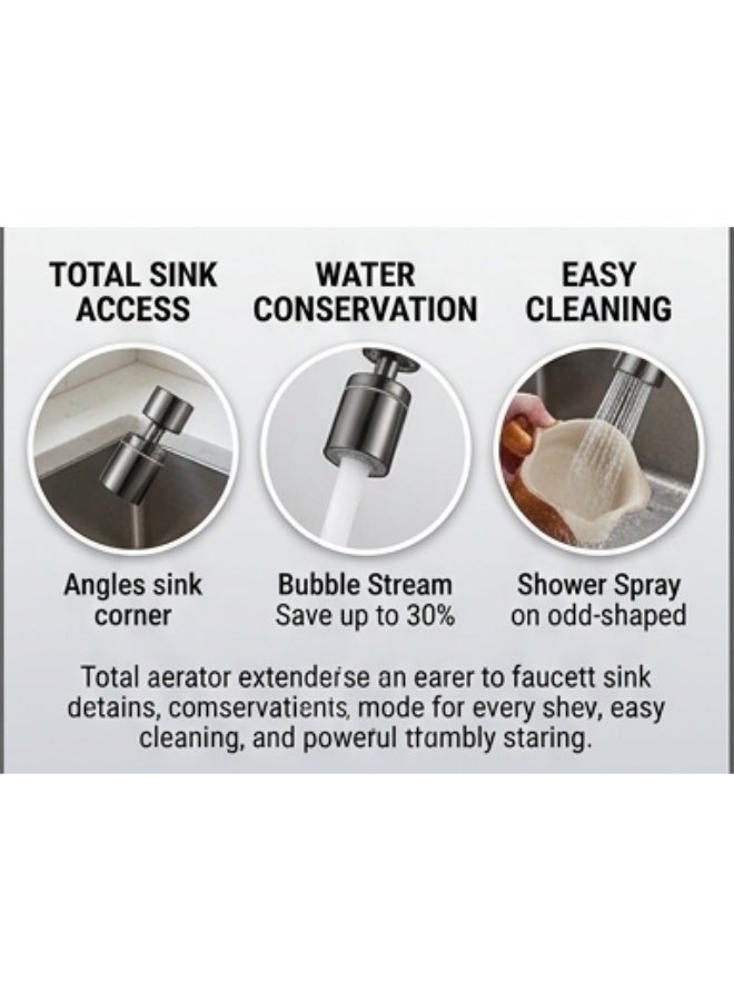 Rotating Faucet Sprayer Attachment 360° Kitchen Tap Extender, Universal Adjustable Aerator Nozzle with Dual Water Outlet Modes for Kitchen Bathroom Balcony - Image 3