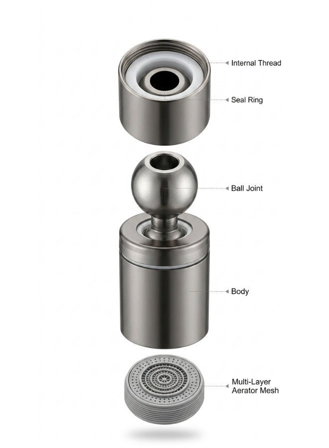 Rotating Faucet Sprayer Attachment 360° Kitchen Tap Extender, Universal Adjustable Aerator Nozzle with Dual Water Outlet Modes for Kitchen Bathroom Balcony - Image 2
